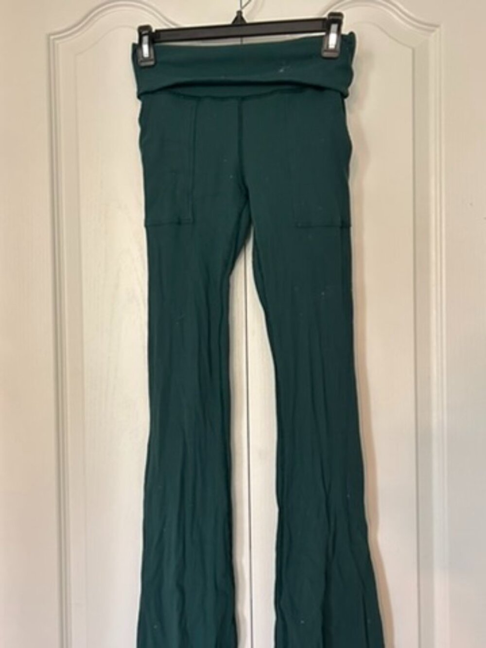 Aerie OFFLINE Dark Teal Ribbed Foldover Flare Leggings Size Medium Long